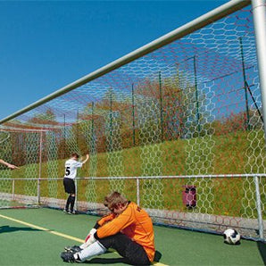 Huck Full Size Box Style Football Goal Net Pair - 2 Colour Hexagonal Mesh Vertical Stripes - 3.5mm Diameter