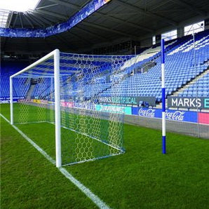 Huck Full Size Box Style Football Goal Net Pair - 2 Colour Hexagonal Mesh Vertical Stripes - 3.5mm Diameter