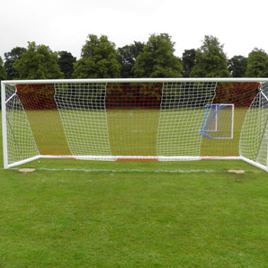 Huck Full Size International Style Heavy Duty Football Goal Net Pair - Vertical Stripe - 4mm Diameter