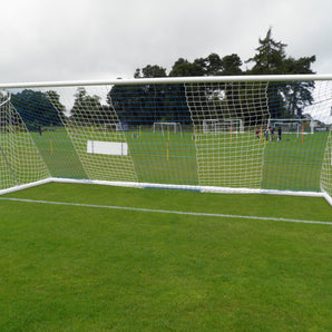 Huck Full Size International Style Heavy Duty Football Goal Net Pair - Vertical Stripe - 4mm Diameter