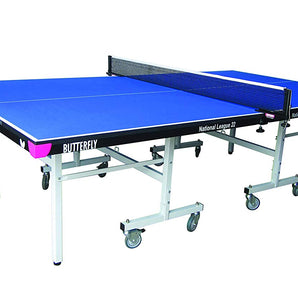 Butterfly National League 22 Indoor Table Tennis Table Includes Butterfly Clip net/post set, 2 reverse sponge bats and 3 balls.