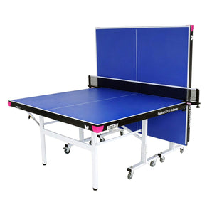 Butterfly Easifold Deluxe DX22 Indoor Table Tennis Table Includes Butterfly Clip net/post set, 2 reverse sponge bats and 3 balls.