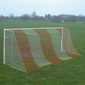 Huck 16' x 7' 9Vs9 (9-a-side) Football Net Pair - 2 Colour Vertical Stripes - 4mm Diameter