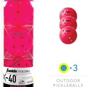 Franklin Outdoor X-40 Pickleball ball - Pack of 3  Pink