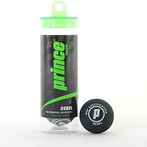 Prince Rebel Double Yellow Dot Squash Balls - Tube of 3. Sold By Alliance Sports Innovation