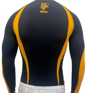 Alliance Sports Junior Elite Compression Baselayer Long Sleeve Top - Black Amber