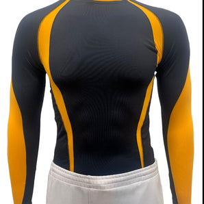 Alliance Sports Junior Elite Compression Baselayer Long Sleeve Top - Black Amber