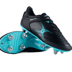 Gilbert Rugby Junior Sidestep X15 6 Stud Boots - Black/Aqua