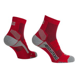 Absolute 360: Performance Running Socks: Quarter: Red / Black