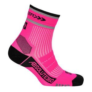 Absolute 360: Performance Running Socks: Quarter: BE SEEN: Neon Pink Reflective