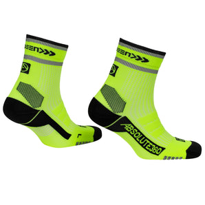 Absolute 360: Performance Running Socks: Quarter: BE SEEN: Neon Yellow Reflective