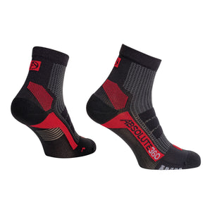 Absolute 360: Performance Running Socks: Quarter: Black / Red