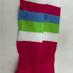 Alliance Elite Sports Socks - Wide Hooped Multi-Pale Coloured Size UK 3-6 or UK 6-11