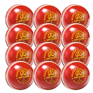 Aresson Super County Junior Leather Cricket Ball 4.75oz RED Qty: 6 or 24.  Sold By Alliance Sports Innovation