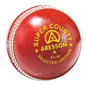 Aresson Super County Senior Leather Cricket Ball 5.50oz RED Qty: 6 or 24.  Sold By Alliance Sports Innovation