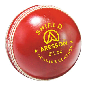 Aresson Shield Senior Leather Cricket Ball 5.50oz RED Qty: 6, 12 or 24.  Sold By Alliance Sports Innovation