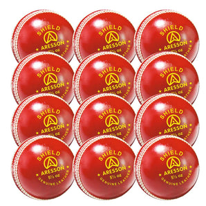 Aresson Shield Senior Leather Cricket Ball 5.50oz RED Qty: 6, 12 or 24.  Sold By Alliance Sports Innovation