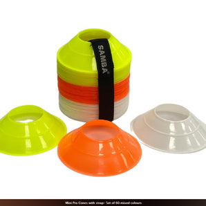 Samba Mini Pro Cones with strap- Set of 60 mixed colours. Sold by Alliance Sports Innovation