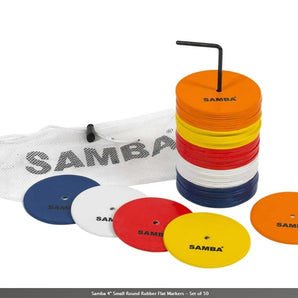 Samba 4" Small Round Rubber Flat Markers - Set of 50. Sold by Alliance Sports Innovation