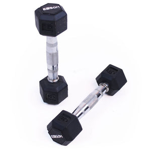 Exsom Rubber HEX Dumbbells (PAIR) - Weight Options: 1.25kg, 2.5g, 5kg, 7.5kg, 10kg, 12.5kg and Full Set. Sold by Alliance Sports Innovation