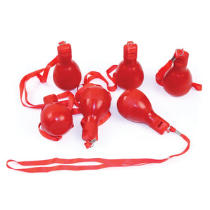 SQUEEZE WHISTLE WITH LANYARD Set of 6.  Sold By Alliance Sports Innovation