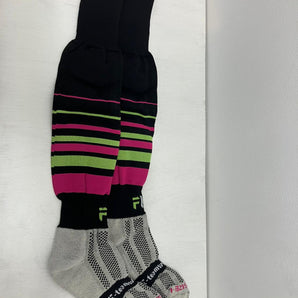 Fit-Teamwear Elite Sports Socks - Hooped Black, Lime, Pink  Size UK 3-6 or UK 6-11