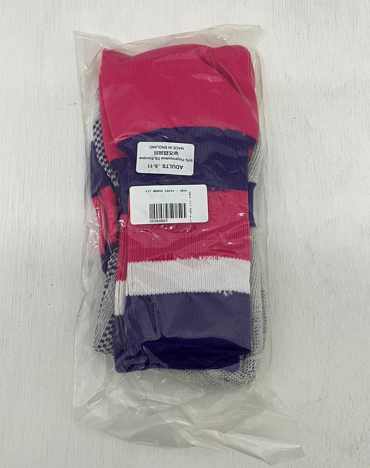 WackySox Pink And White Hoop Knee Length Sports Socks, Rugby Socks