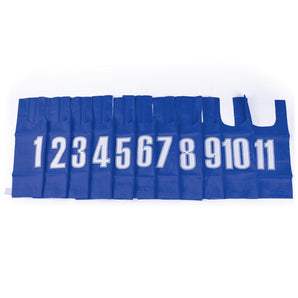 Nylon Numbered Bibs Set Numbers 1-11. Size Small, Medium or Large. Colour Options  Sold By Alliance Sports Innovation.