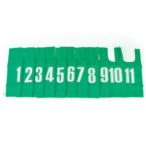 Nylon Numbered Bibs Set Numbers 1-11. Size Small, Medium or Large. Colour Options  Sold By Alliance Sports Innovation.