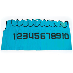 Mesh Numbered Bibs Set 1-10 Size Small, Medium or Large. Colour Options  Sold By Alliance Sports Innovation.