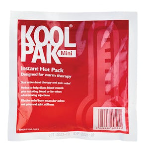 Koolpak Instant Hot Pack Mini Size - 15 x 15cm - 100gsm 30 or 60 Packs Sold by Alliance Sports Innovation