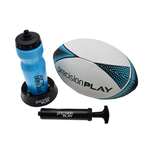 PrecisionPLAY Rugby Training Set - Rugby ball, Pump, Bottle, Kicking Tee