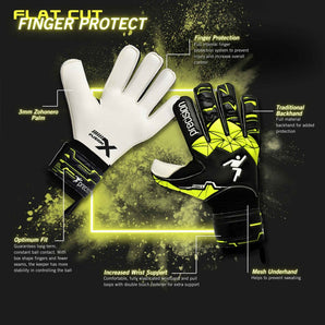 Precision Fusion X Flat Cut Finger Protect Football Goal Keeper Gloves