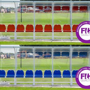 Harrod Premier Team Shelter - 5m Blue Seats Fixed (10 Seater) Blue or Red Options -  Sold by Alliance Sports Innovation