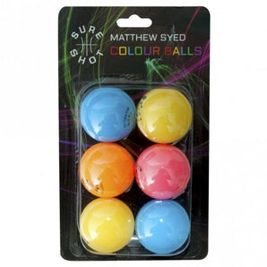 Sure Shot Matthew Syed Coloured 6pk Table Tennis Balls