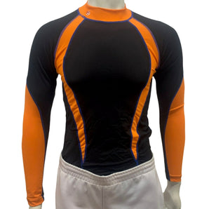 Alliance Sports Junior Elite Compression Baselayer Long Sleeve Top - Black Orange