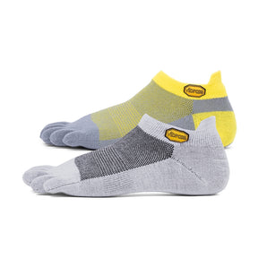 Vibram Five Toe Socks Athletic Pro No Show Twin Pack - Grey Yellow